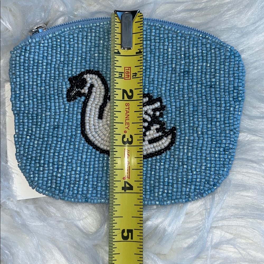 🆕 Free People Swan Lake Beaded Wallet Coin Pouch Blue - Picture 10 of 10